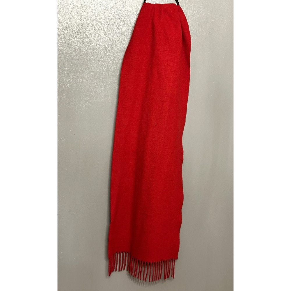 Vintage Scots Regal Red Lambswool Scarf Fringed Pure Wool Scotland 60 Inch